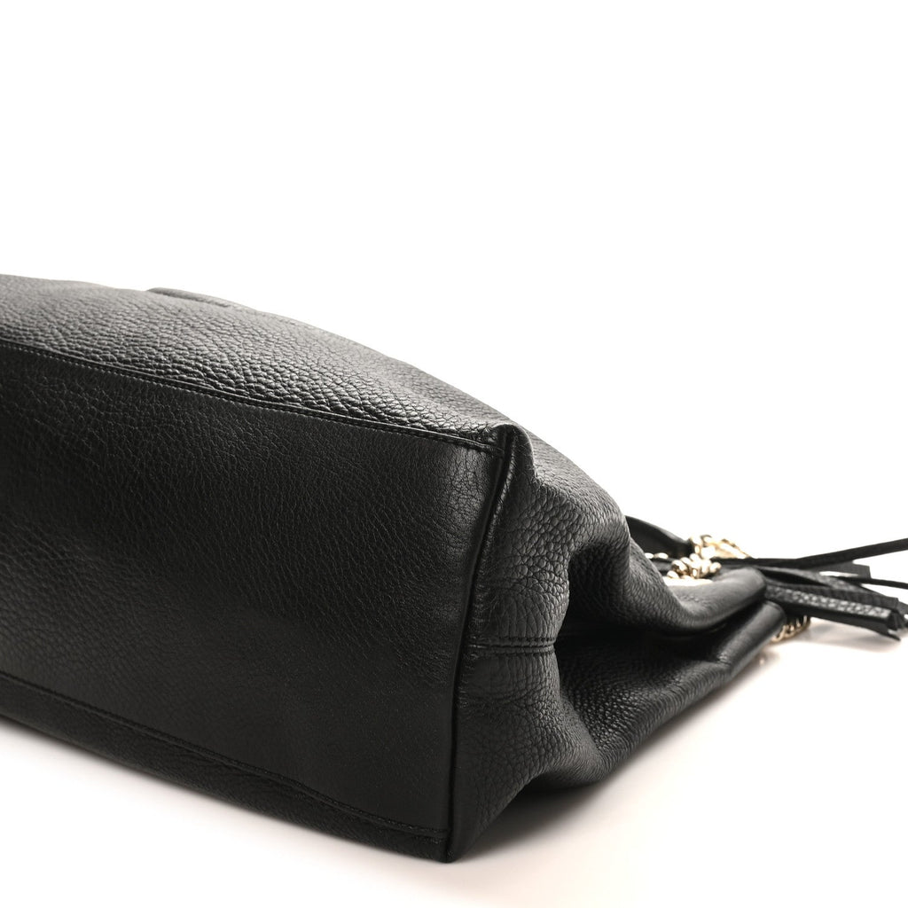 Gucci Pebbled Calfskin Medium Soho Chain Shoulder Bag Black