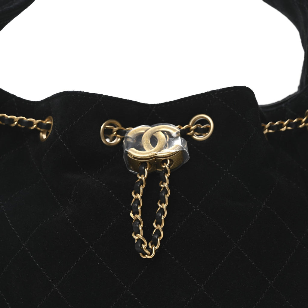 Chanel Suede Quilted Small Chanel 25 Handbag Black
