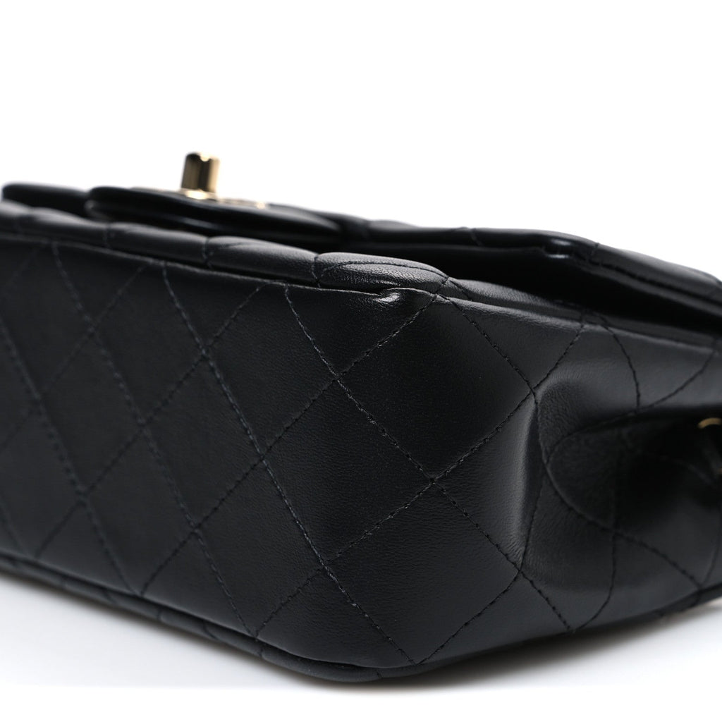 Chanel Lambskin Quilted Mini Rectangular Flap Black