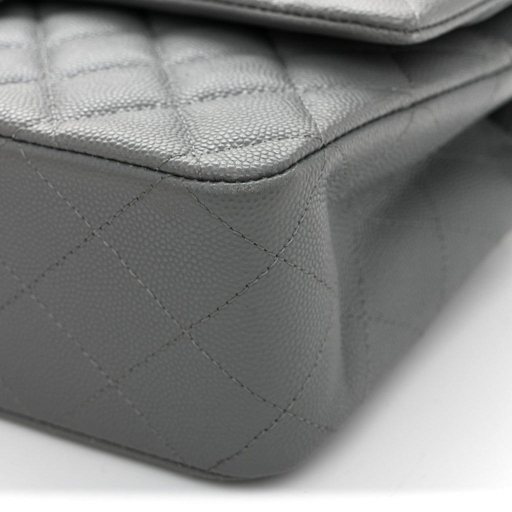 Chanel Caviar Quilted Medium Double Flap Grey