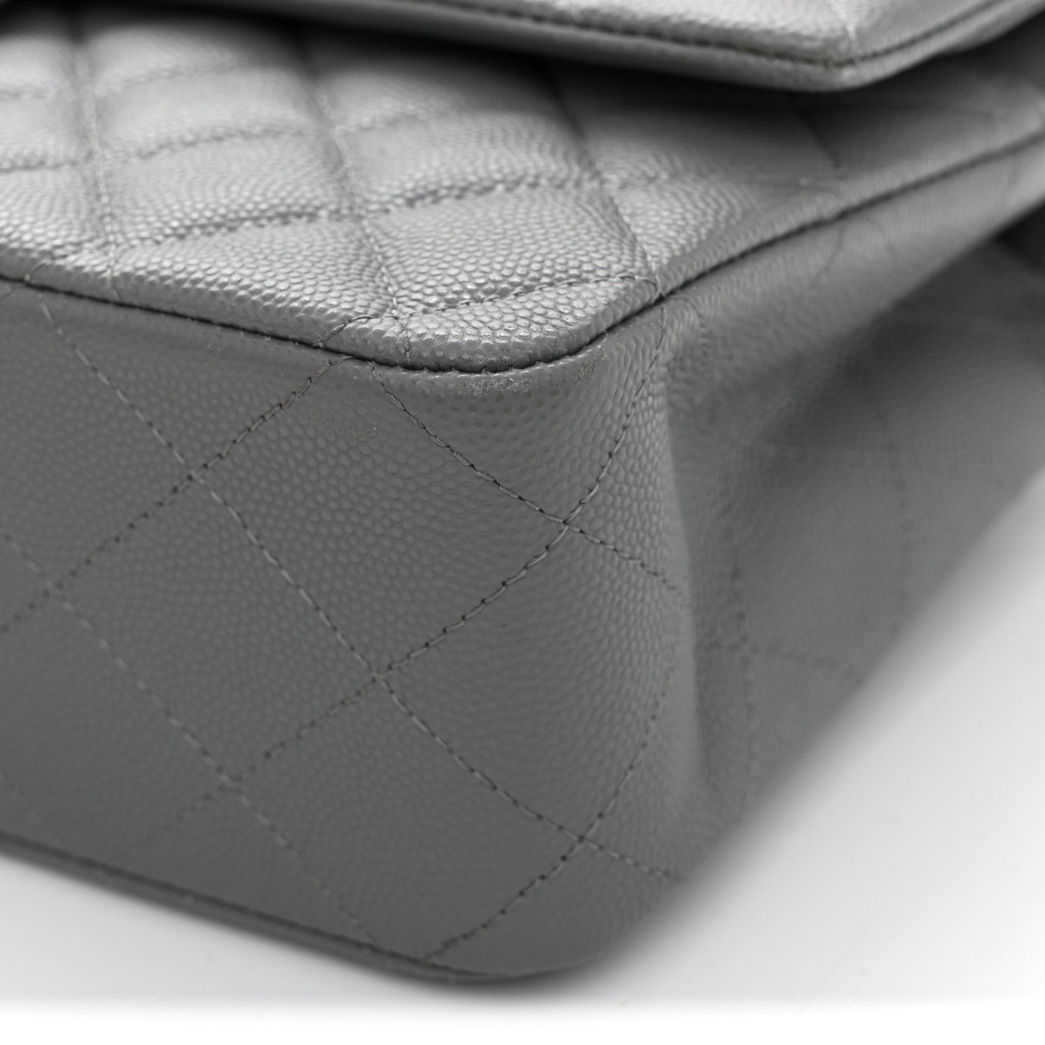Chanel Caviar Quilted Medium Double Flap Grey