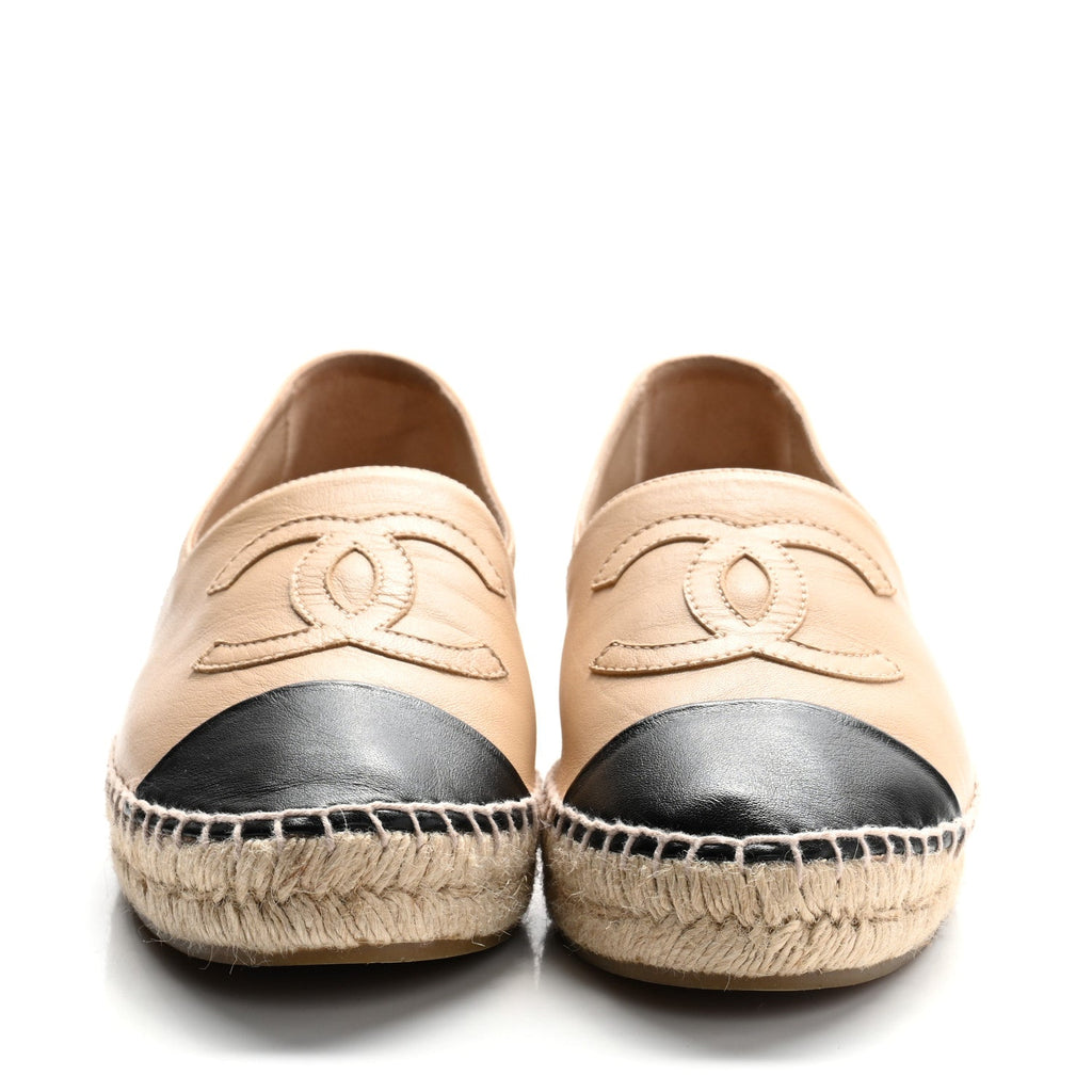 Lambskin CC Espadrilles 39 Beige Black