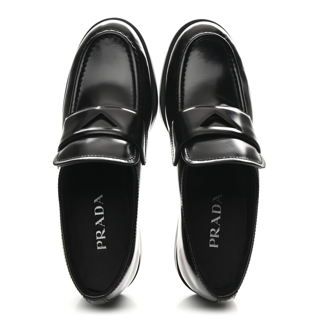 Prada Spazzolato Loafers 37.5 Black