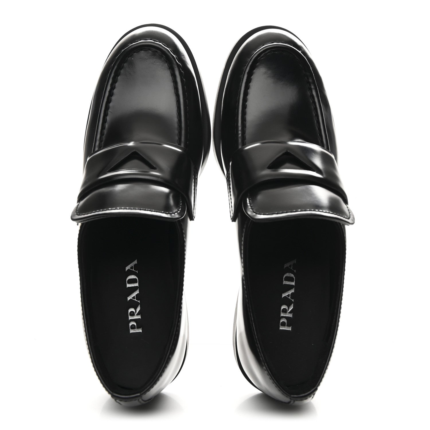 Prada Spazzolato Loafers 37.5 Black