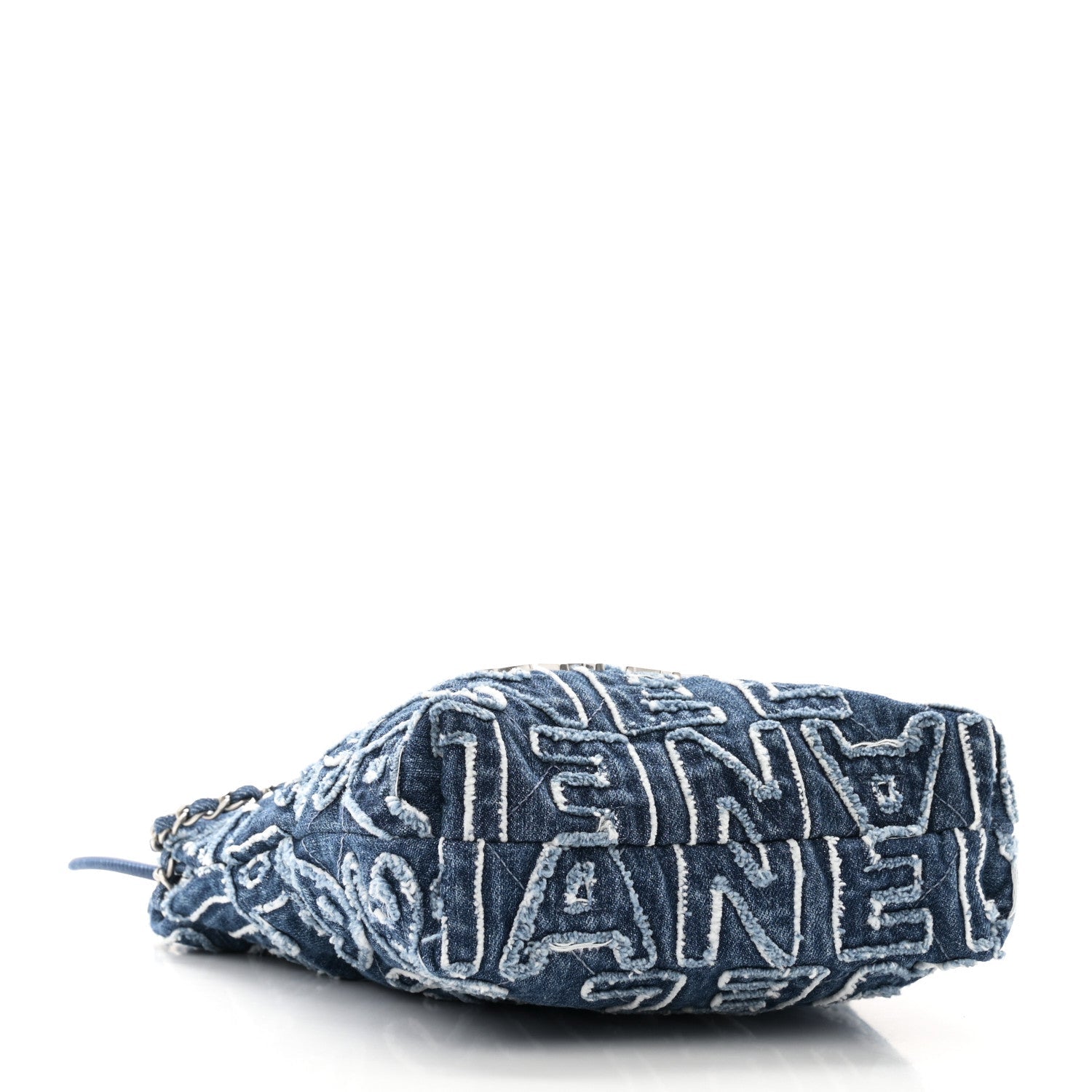 Chanel Washed Denim Logo Embroidered Mini Chanel 22 Blue