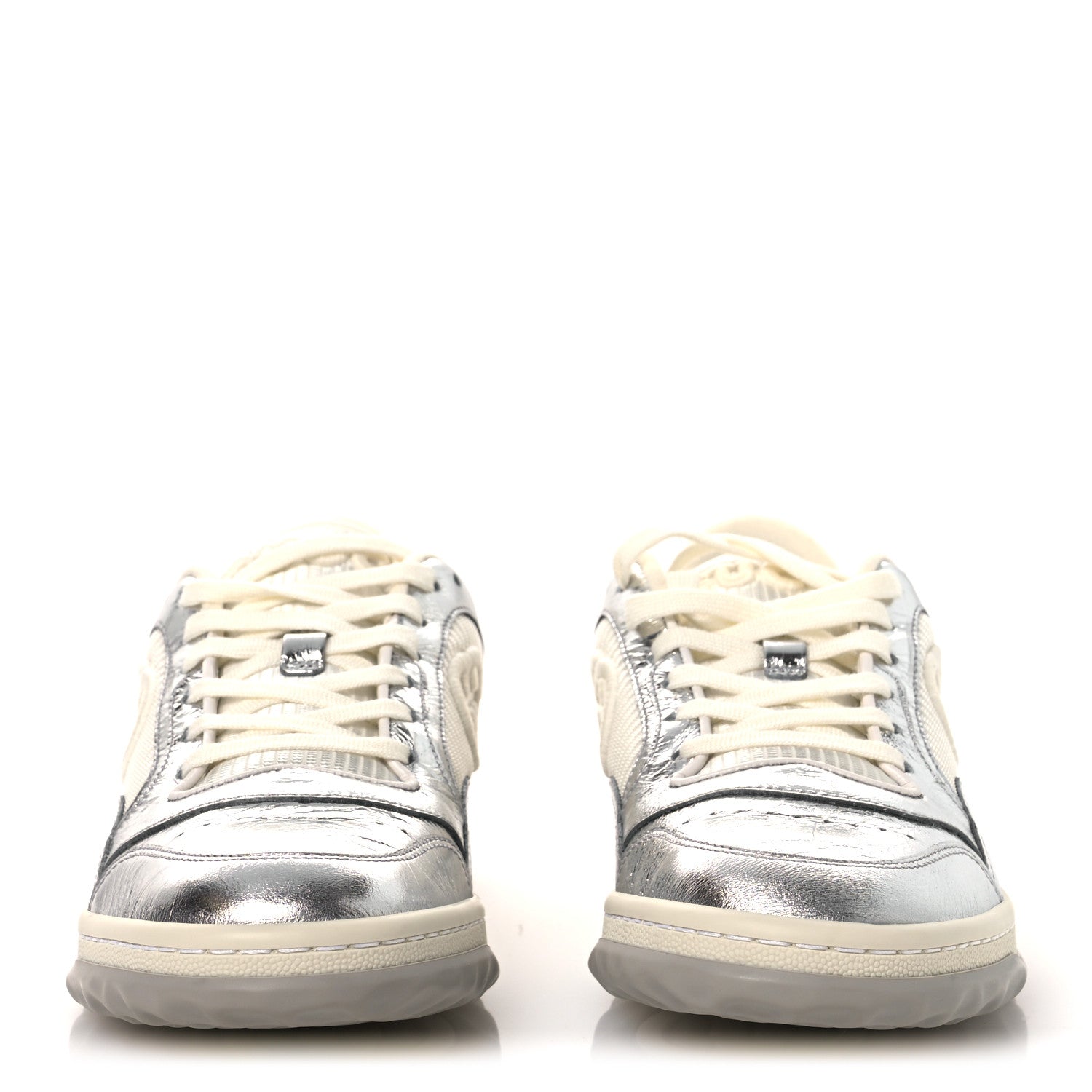Gucci Ginza Calfskin MAC80 Womens Sneakers 38.5 Silver Off White