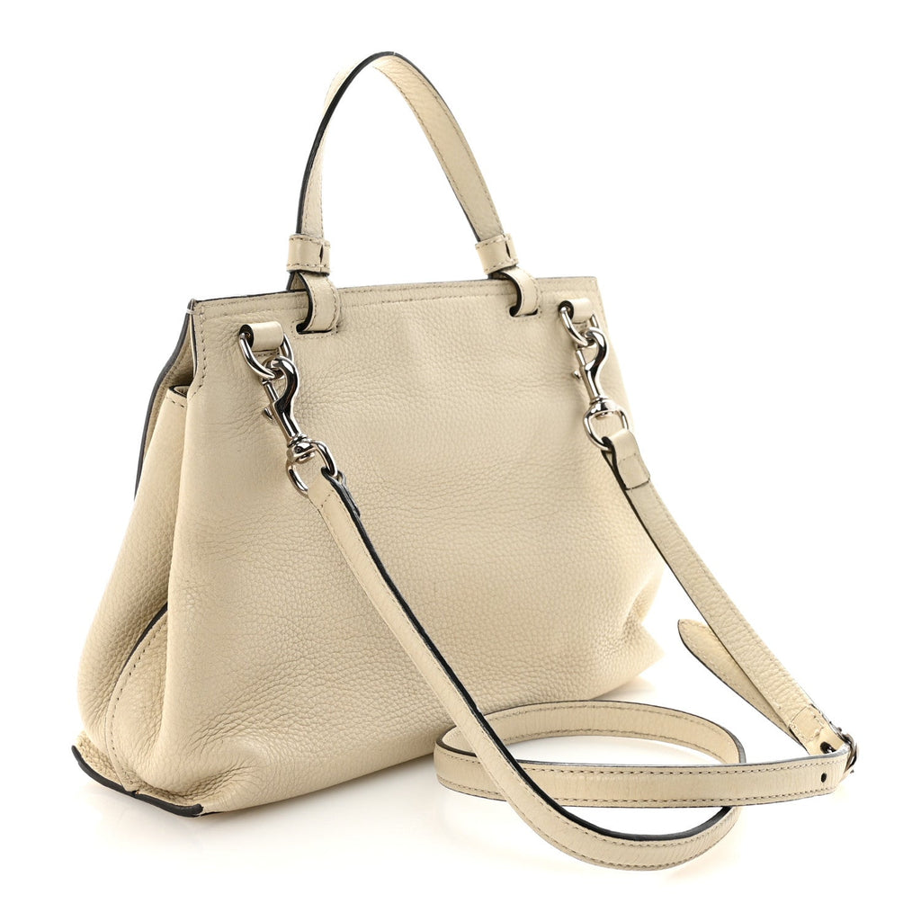 Gucci Cellarius Calfskin Small Bamboo Daily Top Handle Bag Mystic White