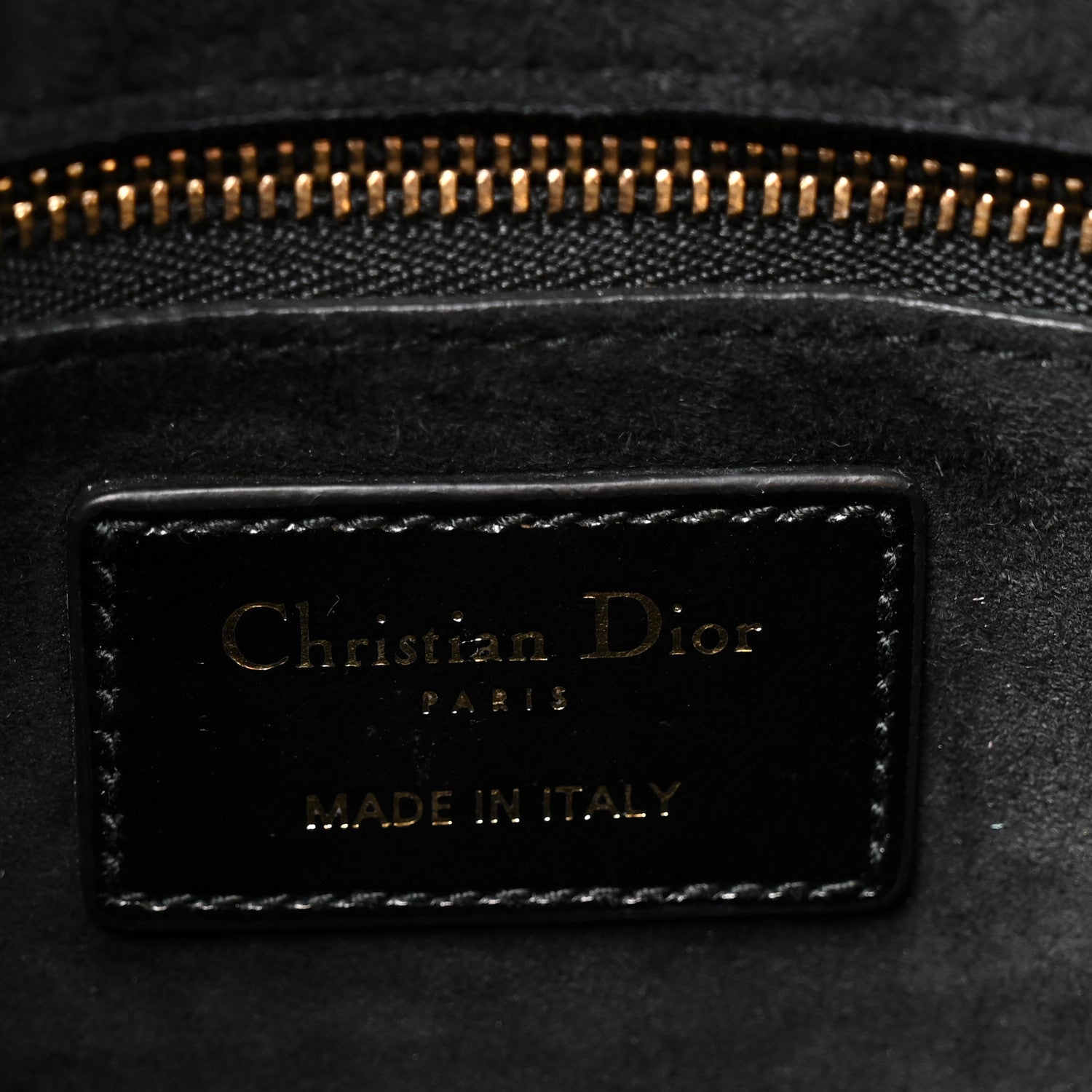 Christian Dior Crinkled Patent Cannage Small Lucky Badges My Lady Dior Black