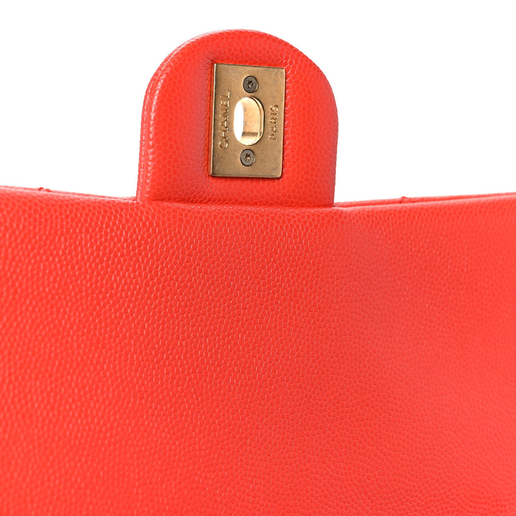 Chanel Caviar Quilted CC Melody Single Flap Orange