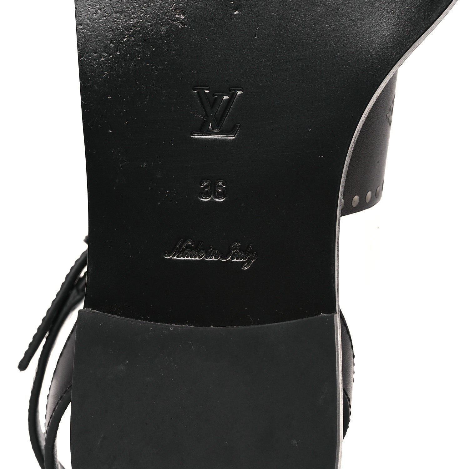 Louis Vuitton Soft Calfskin Perforated Horizon Flat Sandals 36 Black