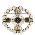 Gripoix Poured Glass Crystal Pearl Brooch Black Silver