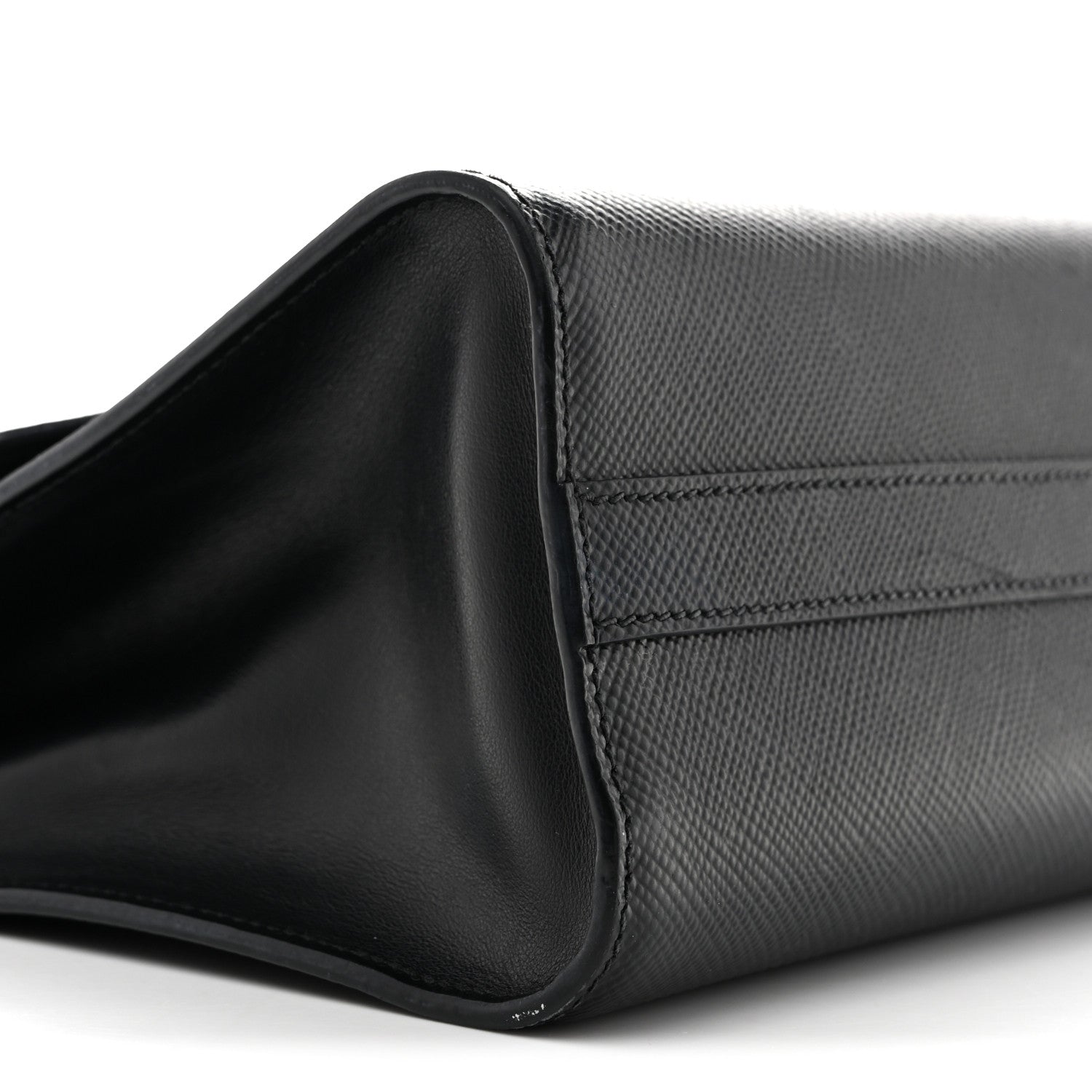 Prada Saffiano Cuir Calfskin Monochrome Envelope Flap Chain Shoulder Bag Black