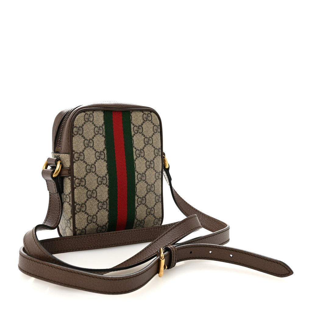 Gucci GG Supreme Monogram Web Mini Ophidia Messenger Brown