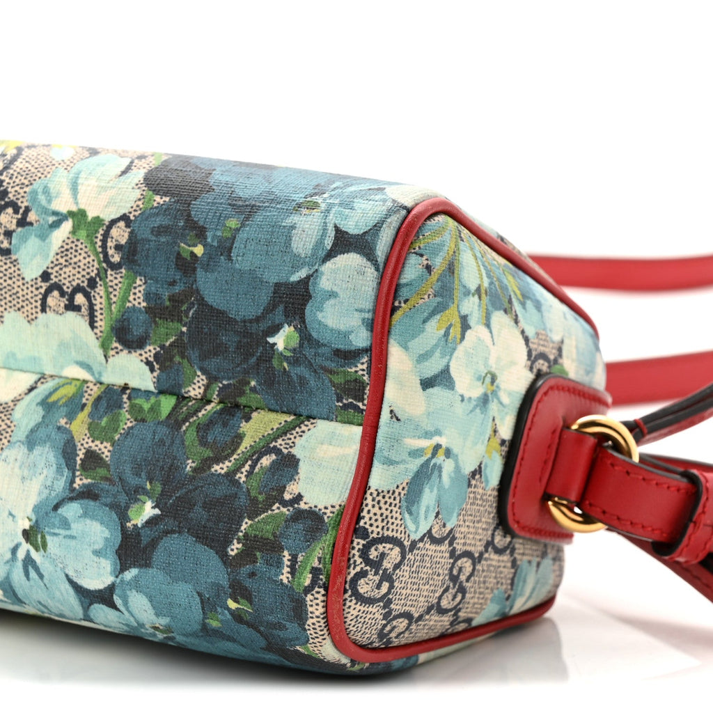 Gucci GG Supreme Monogram Blooms Mini Boston Navy Blue Hibiscus