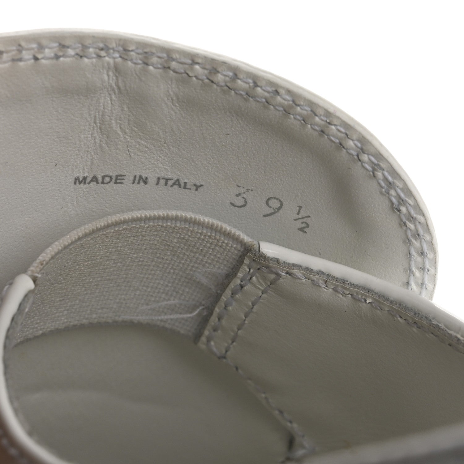 Prada Vernice Triangle 50mm Loafers 39.5 White
