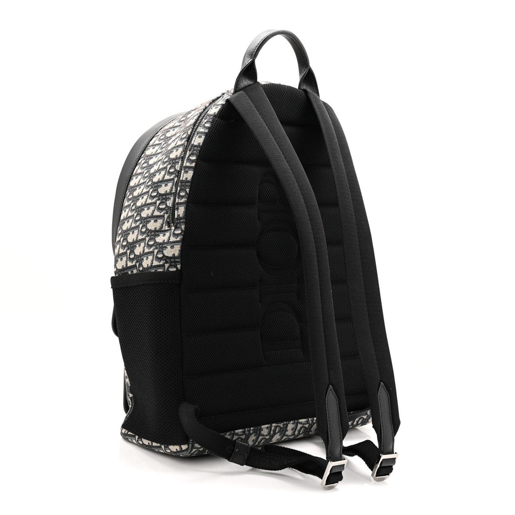 Christian Dior Oblique Calfskin 8 Backpack Beige Black