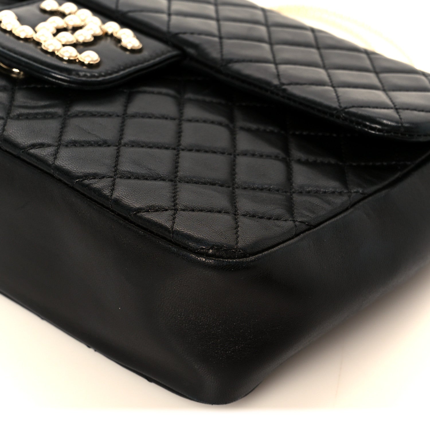 Chanel Lambskin Quilted Medium Westminster Pearl Flap Black