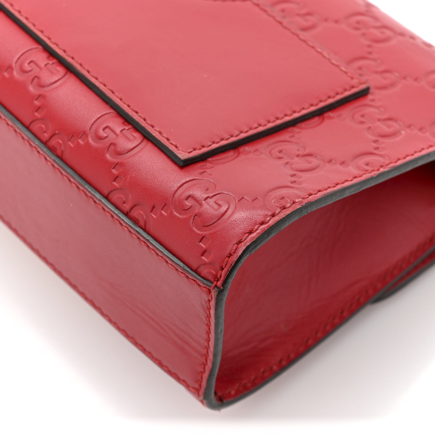 Gucci Guccissima Small Padlock Shoulder Bag Hibiscus Red