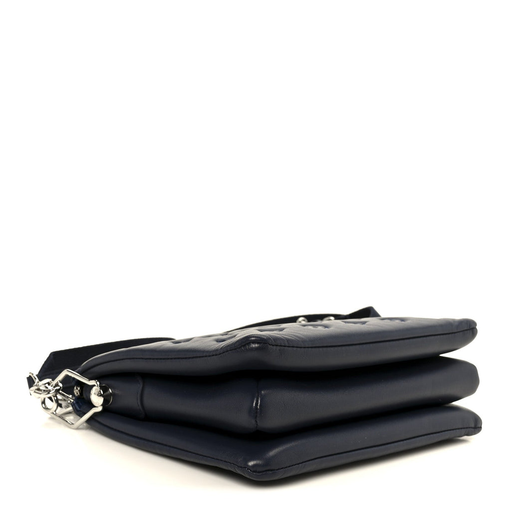 Louis Vuitton Lambskin Embossed Monogram Coussin PM Navy