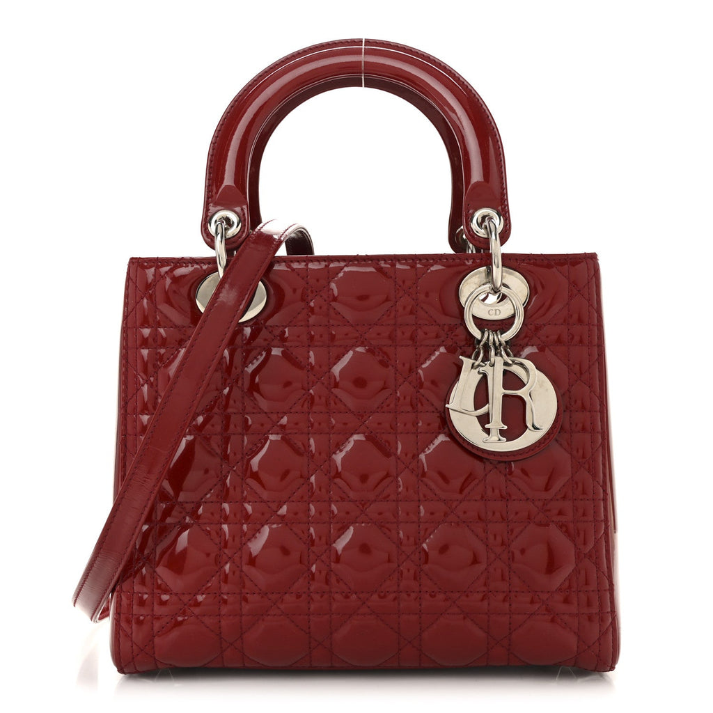 Christian Dior Patent Cannage Medium Lady Dior Red