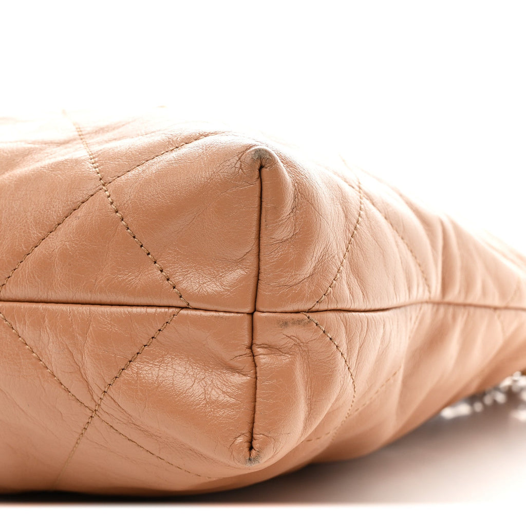 Chanel Shiny Calfskin Quilted Small Chanel 22 Beige
