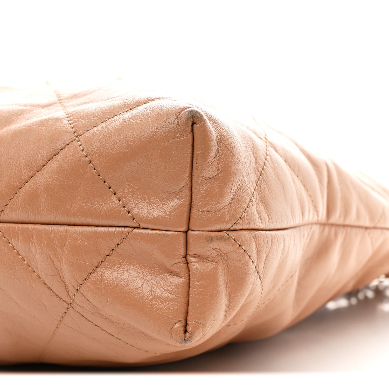Chanel Shiny Calfskin Quilted Small Chanel 22 Beige