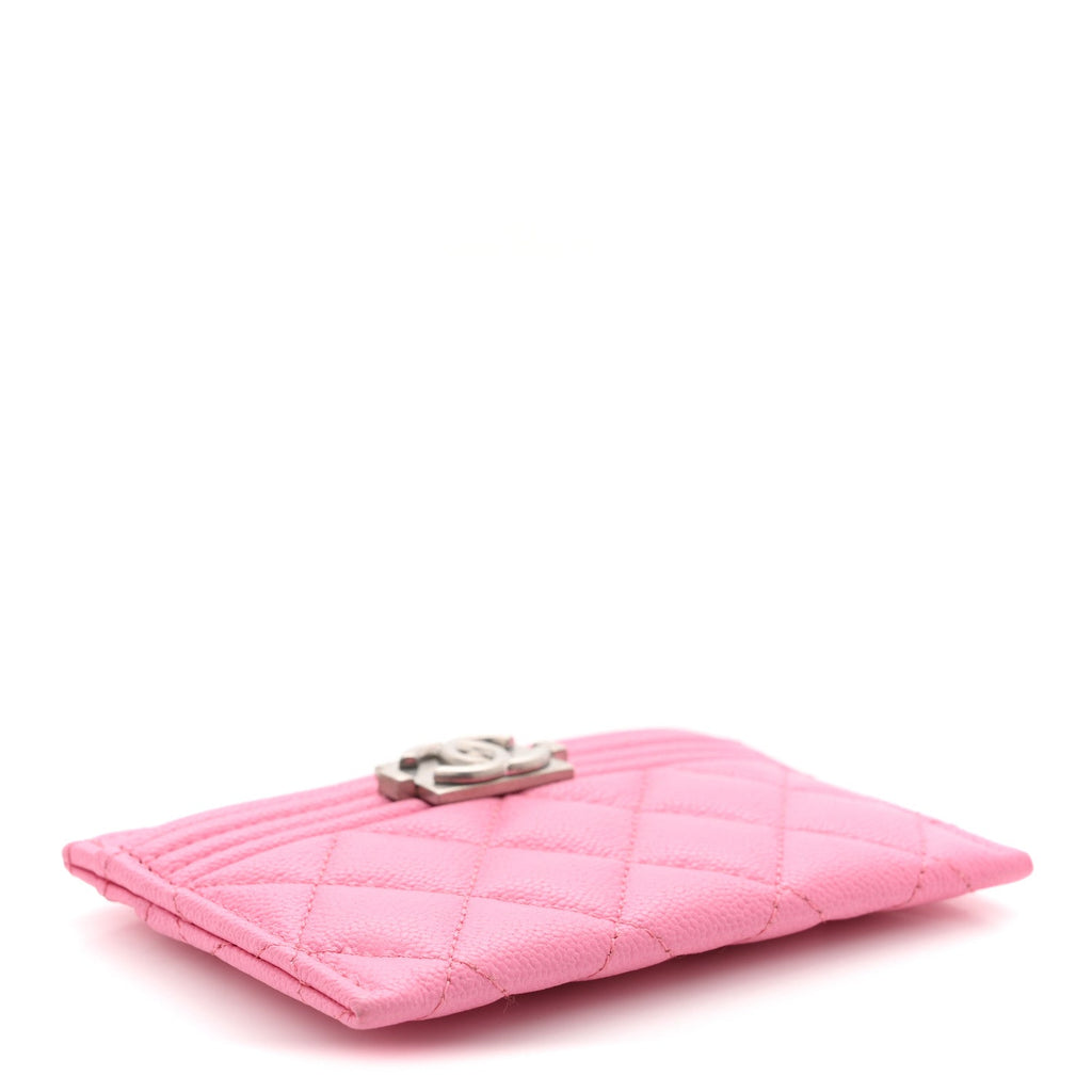 Caviar Quilted Boy Card Holder Pink