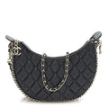 Chanel Lambskin Quilted Small Hobo Bag Black