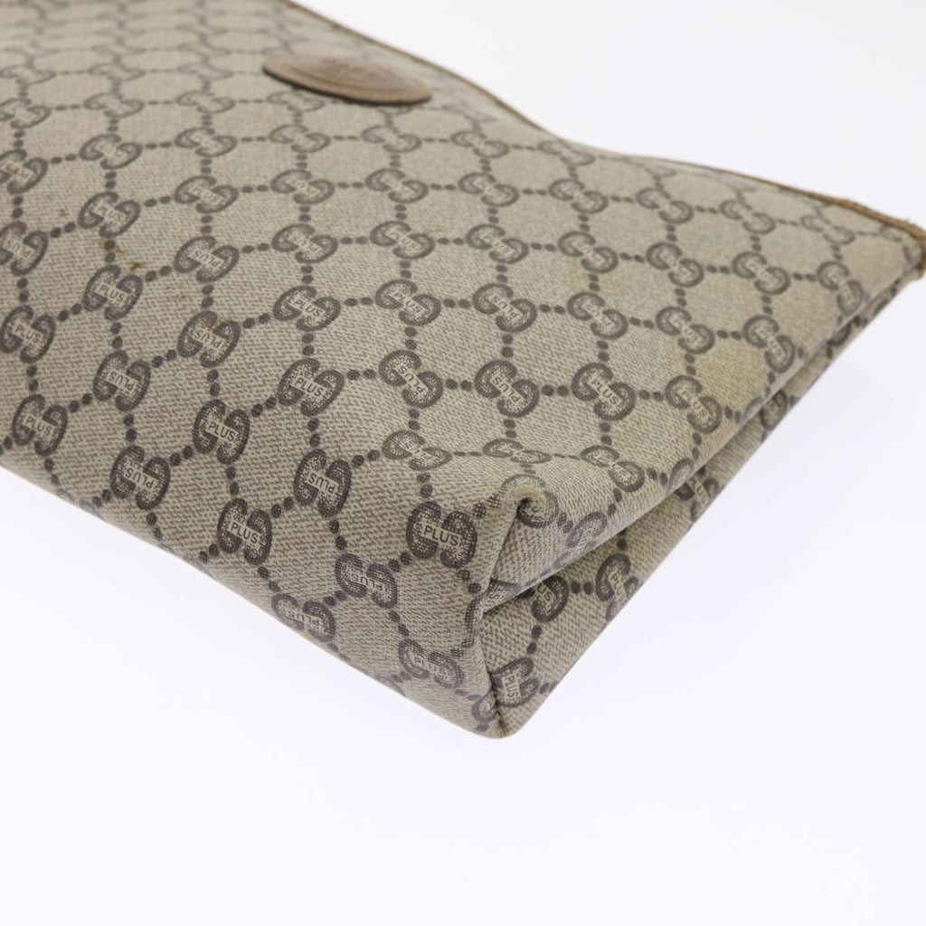 GUCCI GG Plus Canvas Clutch Bag PVC Leather Beige  ep1039