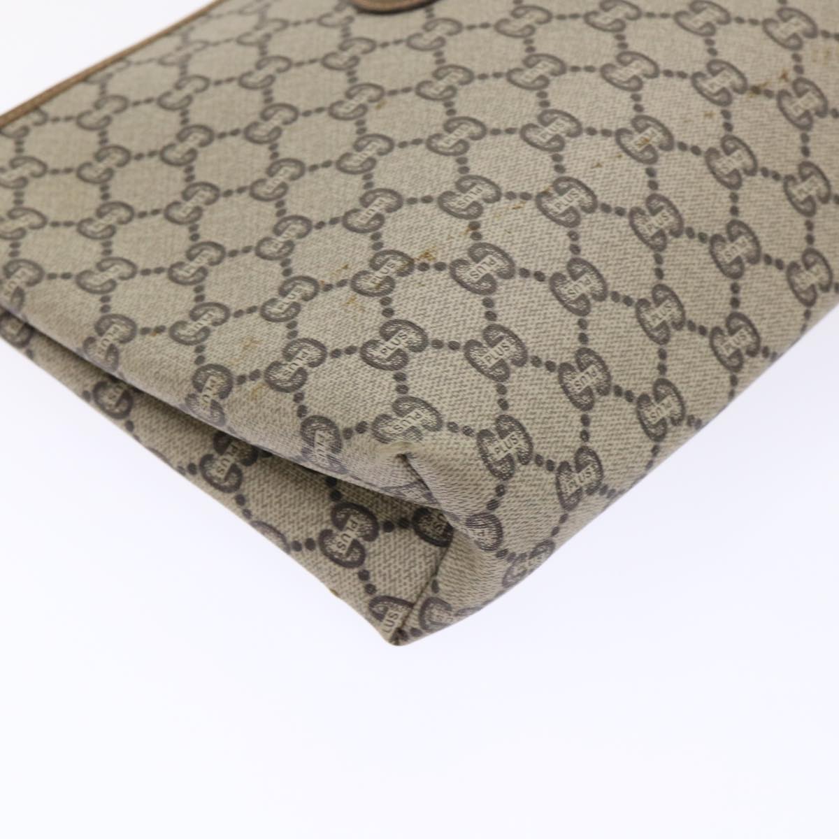 GUCCI GG Plus Canvas Clutch Bag PVC Leather Beige  ep1039