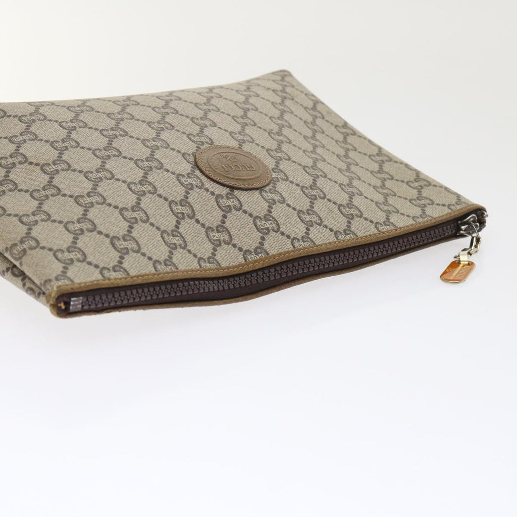 GUCCI GG Plus Canvas Clutch Bag PVC Leather Beige  ep1039