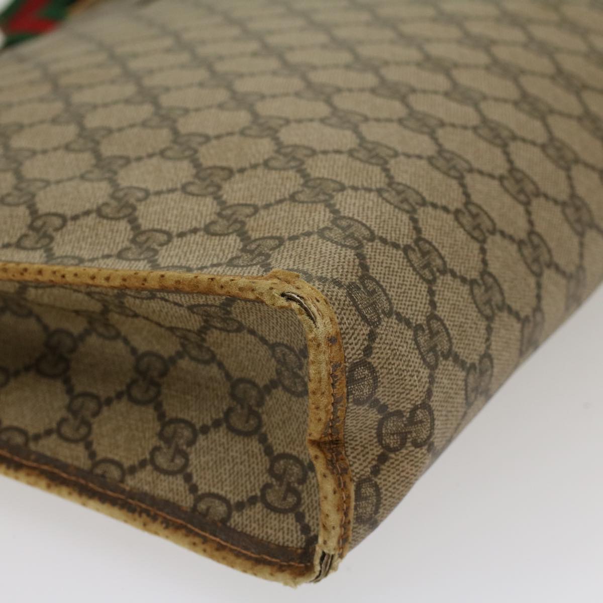 GUCCI GG Canvas Web Sherry Line Tote Bag Beige Red Green 89.02.997  ep1045