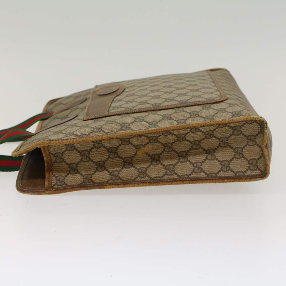 GUCCI GG Canvas Web Sherry Line Tote Bag Beige Red Green 89.02.997  ep1045