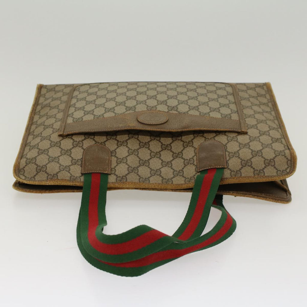 GUCCI GG Canvas Web Sherry Line Tote Bag Beige Red Green 89.02.997  ep1045