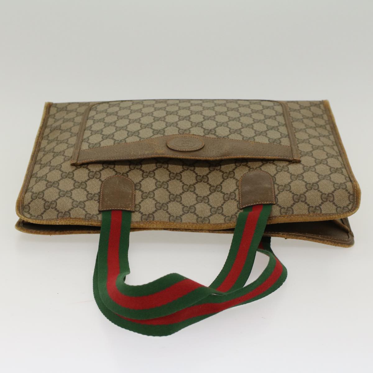 GUCCI GG Canvas Web Sherry Line Tote Bag Beige Red Green 89.02.997  ep1045