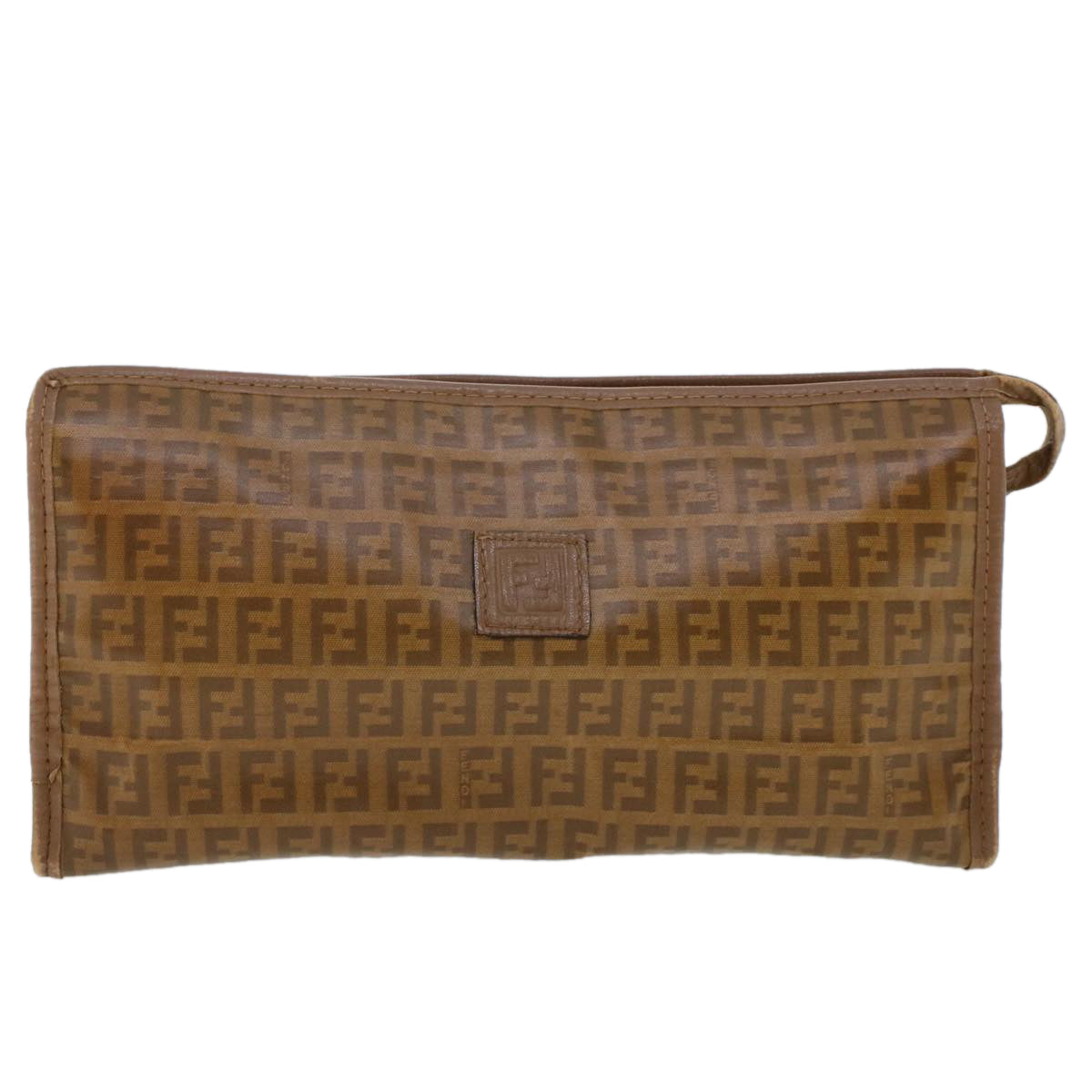 FENDI Zucchino Canvas Clutch Bag Brown  ep1106