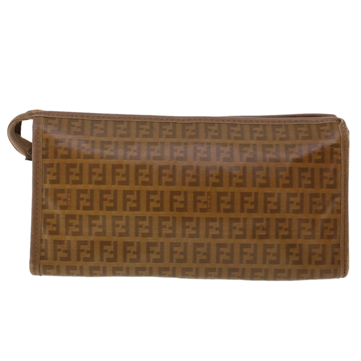 FENDI Zucchino Canvas Clutch Bag Brown  ep1106