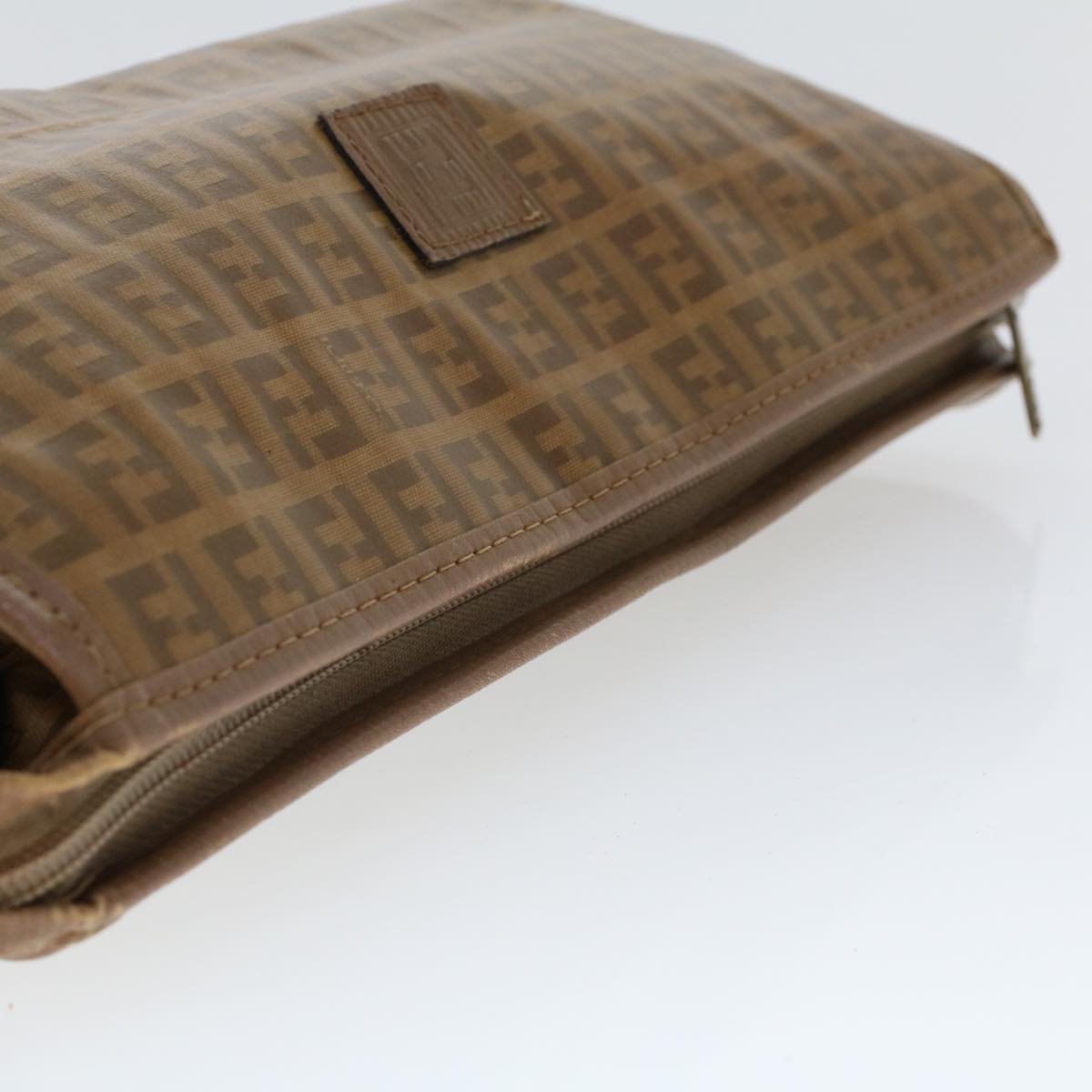 FENDI Zucchino Canvas Clutch Bag Brown  ep1106