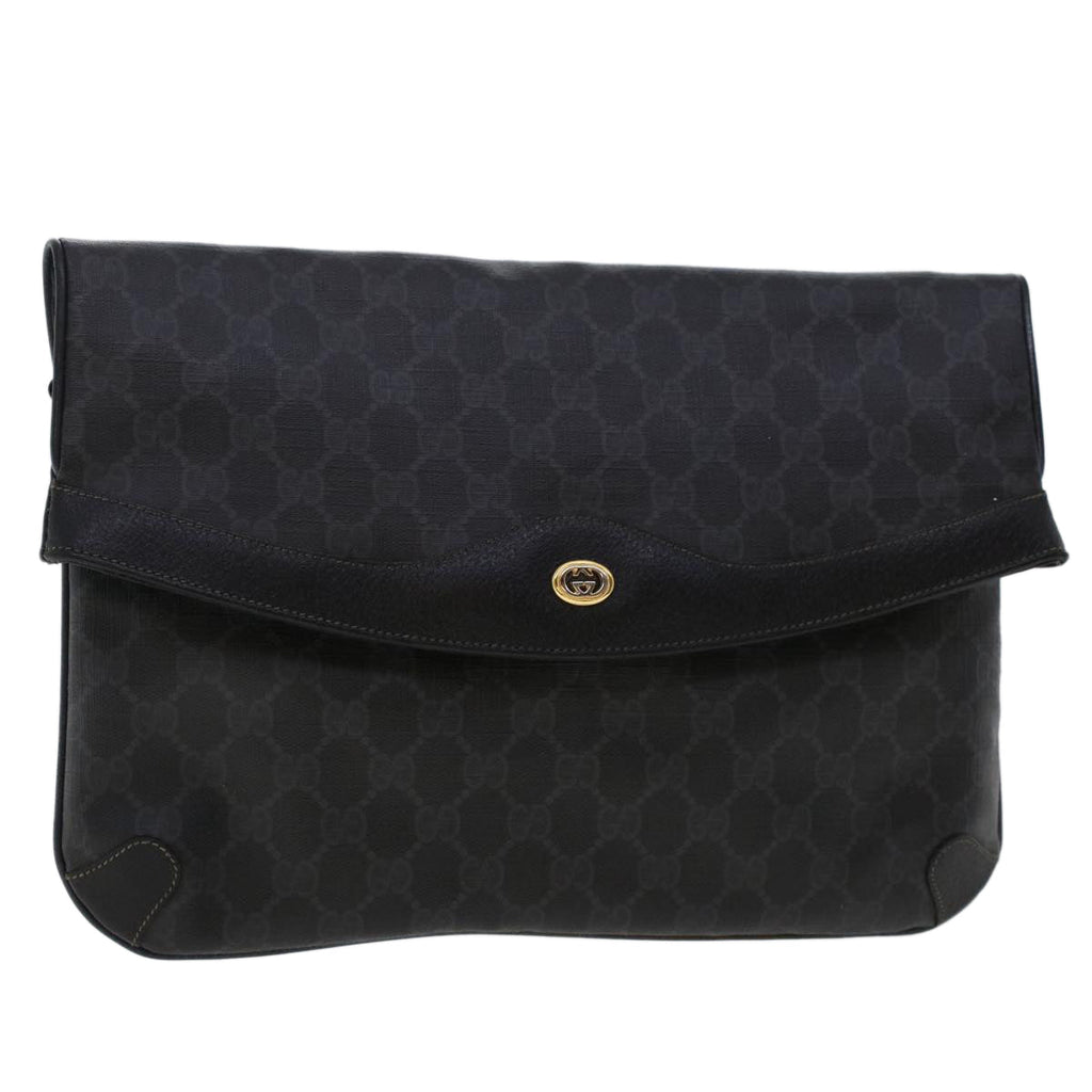 GUCCI GG Canvas Clutch Bag PVC Leather Black 156.02.075  ep1120