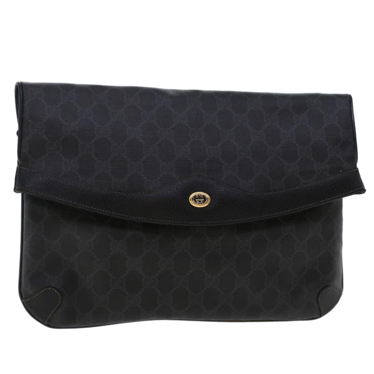 GUCCI GG Canvas Clutch Bag PVC Leather Black 156.02.075  ep1120