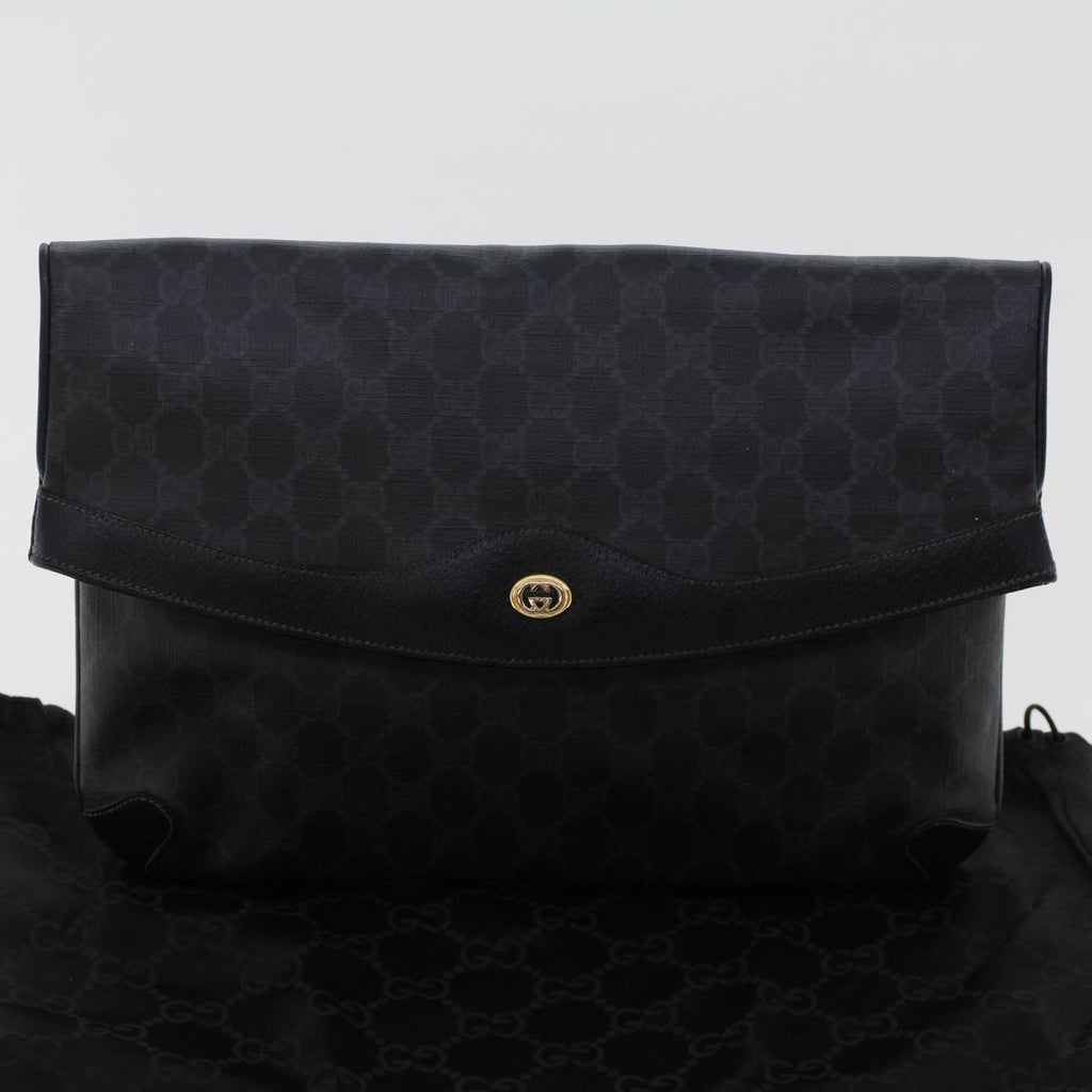 GUCCI GG Canvas Clutch Bag PVC Leather Black 156.02.075  ep1120