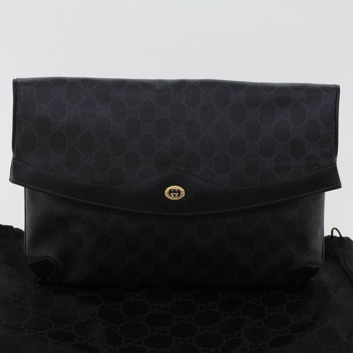 GUCCI GG Canvas Clutch Bag PVC Leather Black 156.02.075  ep1120