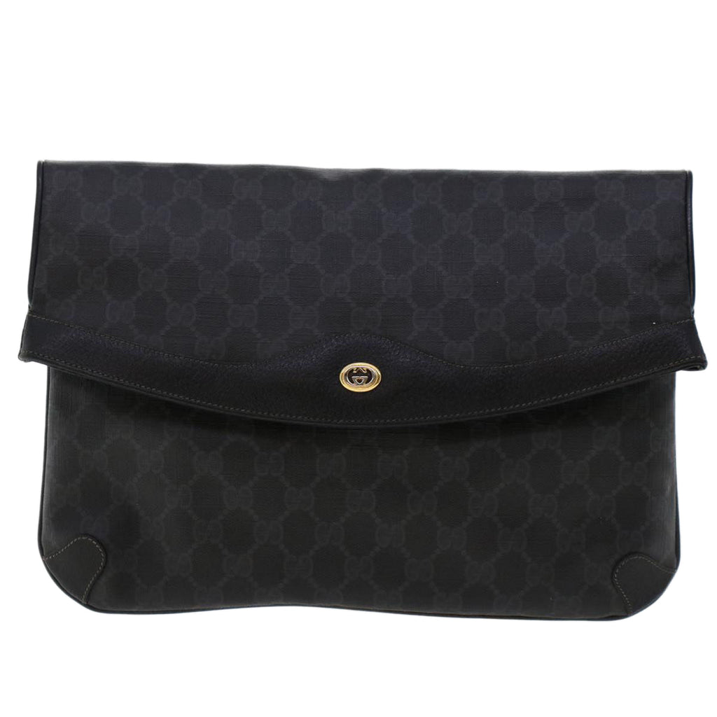 GUCCI GG Canvas Clutch Bag PVC Leather Black 156.02.075  ep1120