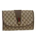 GUCCI GG Canvas Web Sherry Line Clutch Bag Beige Red Green 14.01.030  ep1124