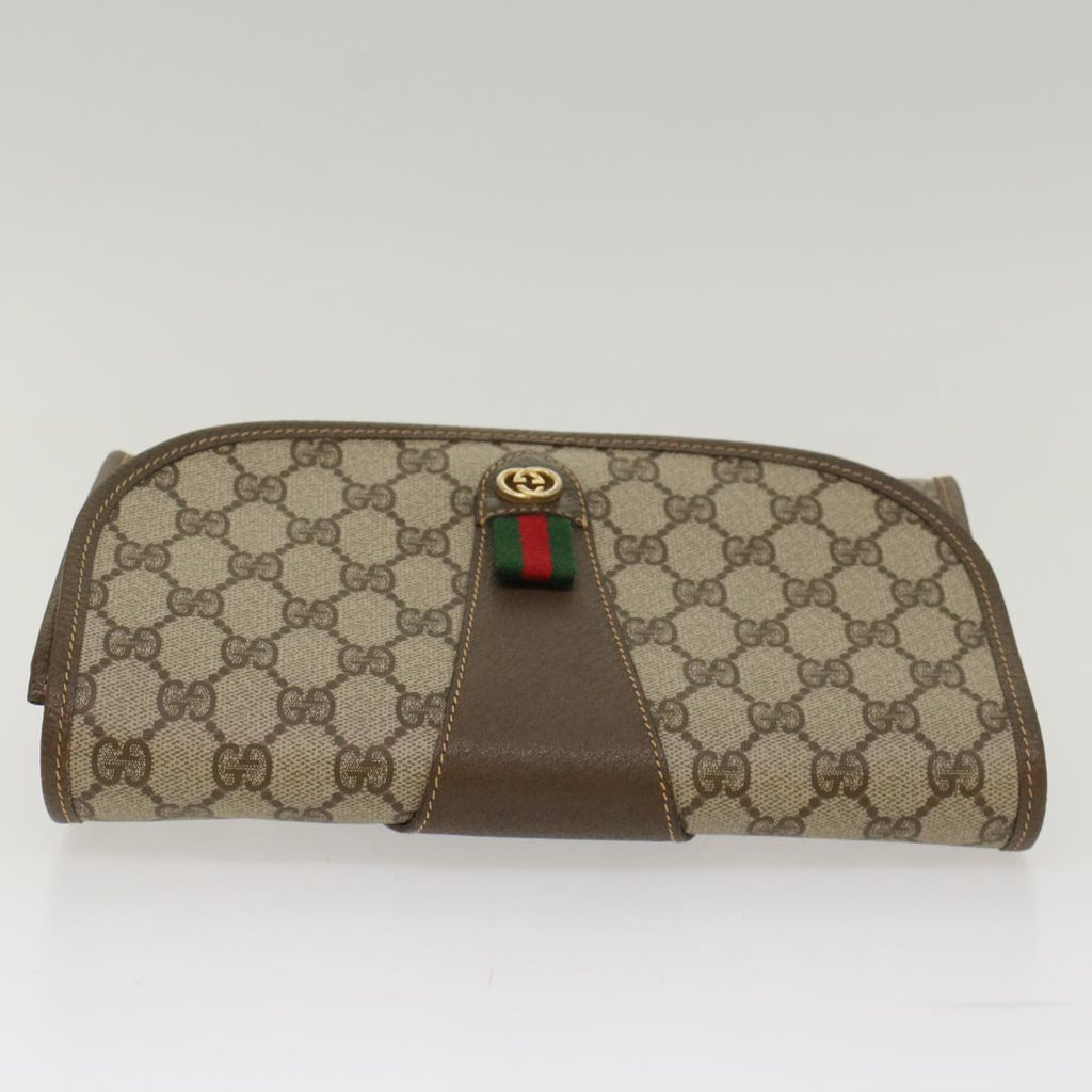 GUCCI GG Canvas Web Sherry Line Clutch Bag Beige Red Green 14.01.030  ep1124
