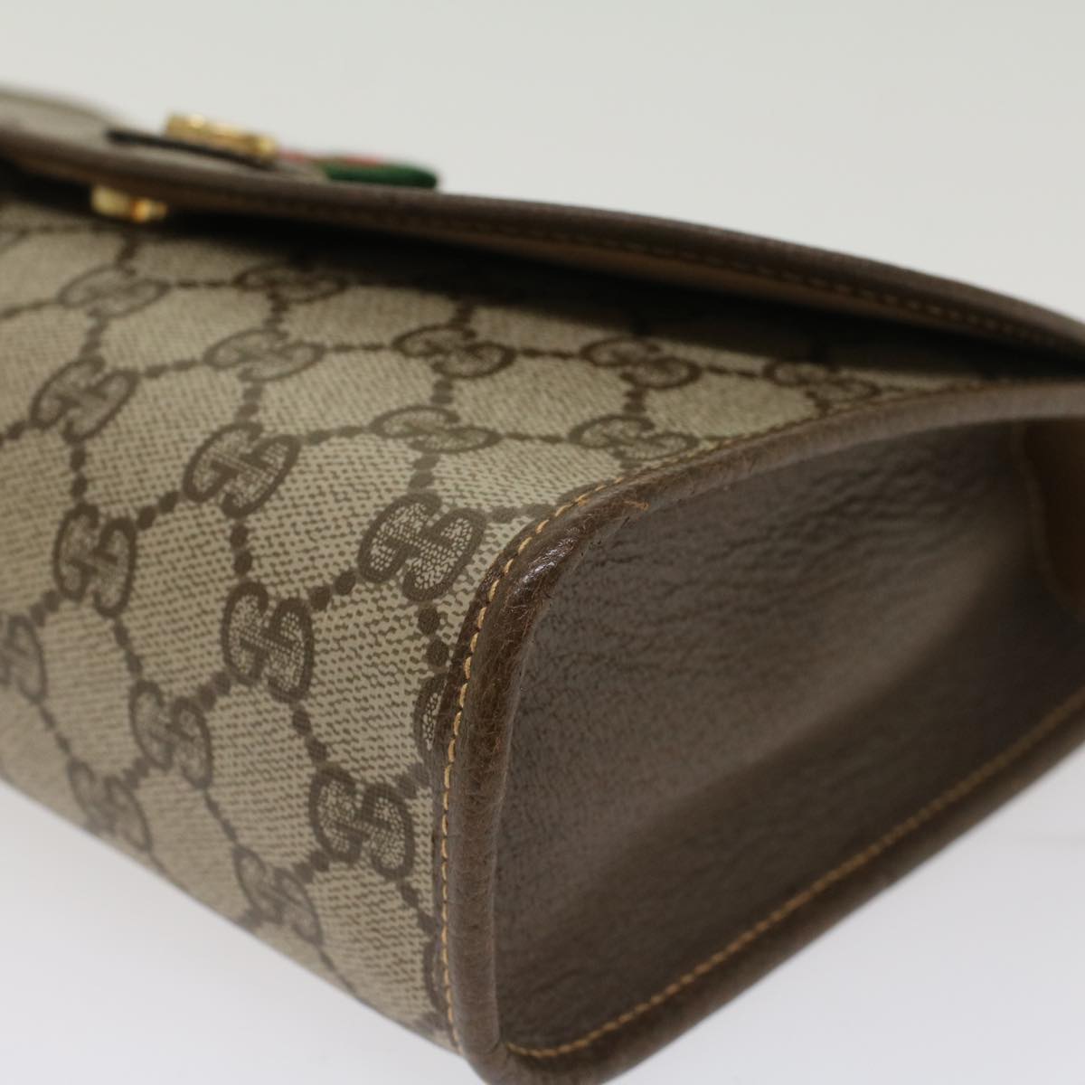 GUCCI GG Canvas Web Sherry Line Clutch Bag Beige Red Green 14.01.030  ep1124