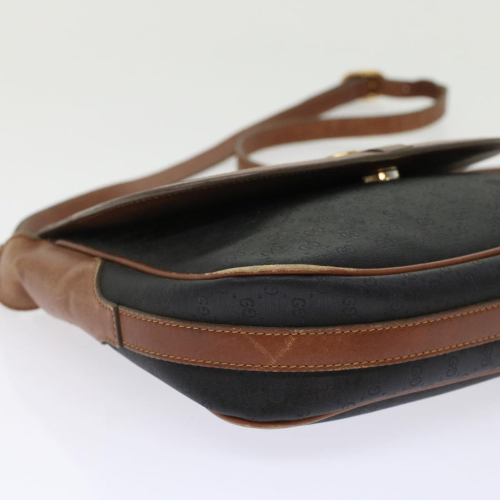 GUCCI Micro GG Canvas Shoulder Bag PVC Leather Black  ep1178