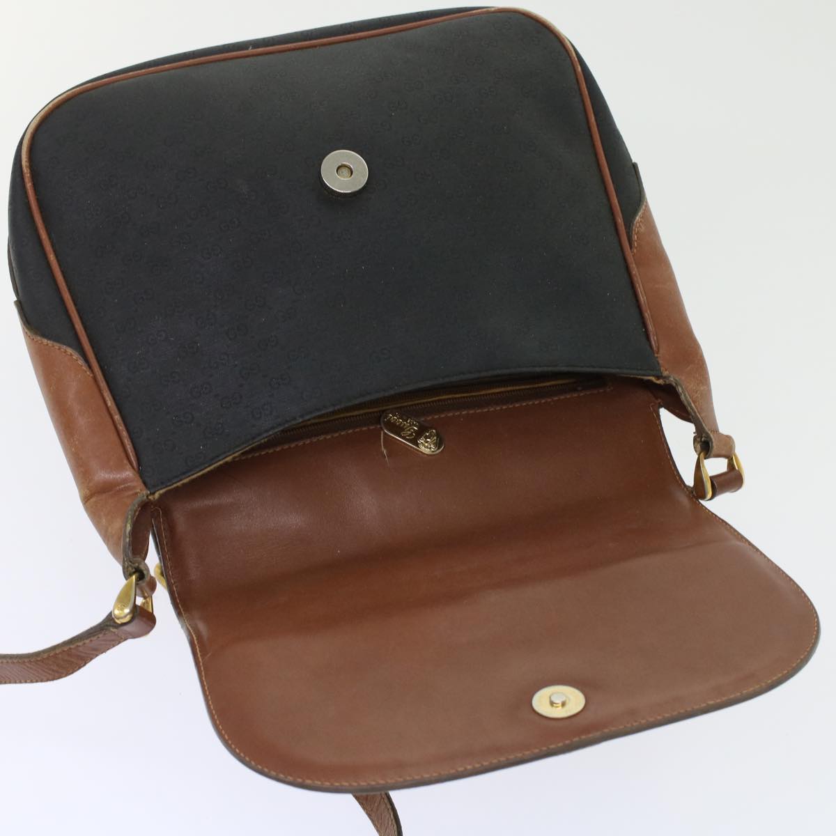 GUCCI Micro GG Canvas Shoulder Bag PVC Leather Black  ep1178