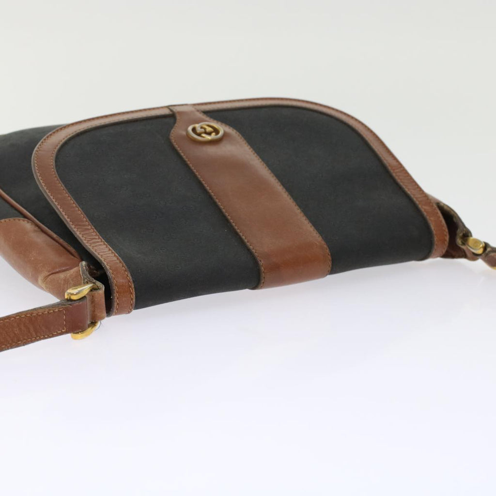 GUCCI Micro GG Canvas Shoulder Bag PVC Leather Black  ep1178
