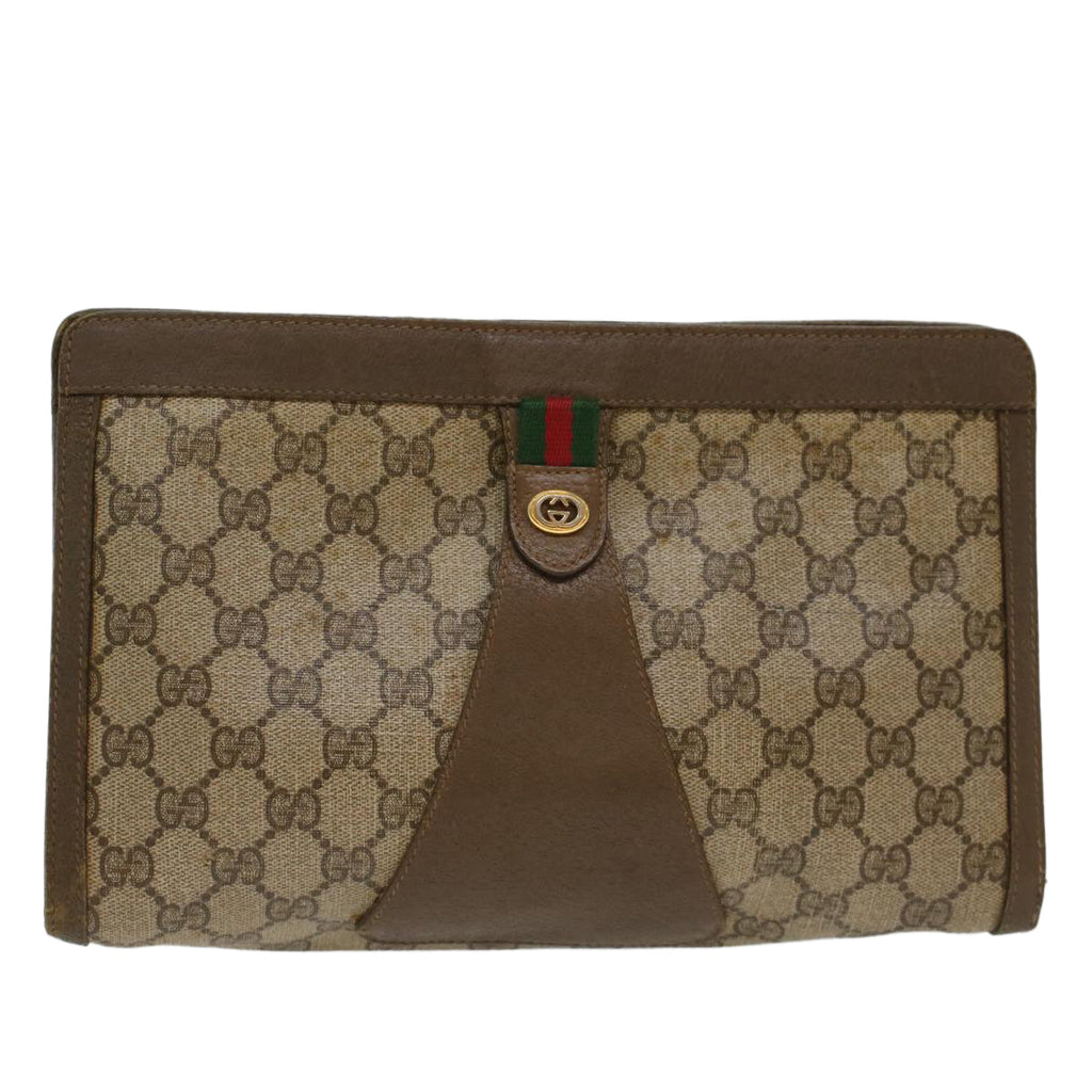 GUCCI GG Canvas Web Sherry Line Clutch Bag Beige Red 5601012  ep1196